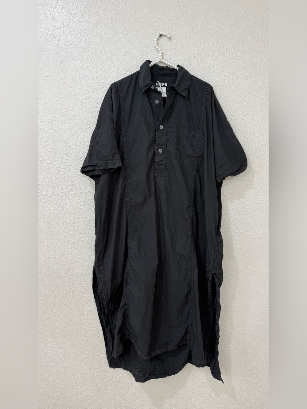 HOPE Stockholm Work Oversized Cotton Shirt Dress Tunic Black 34/42